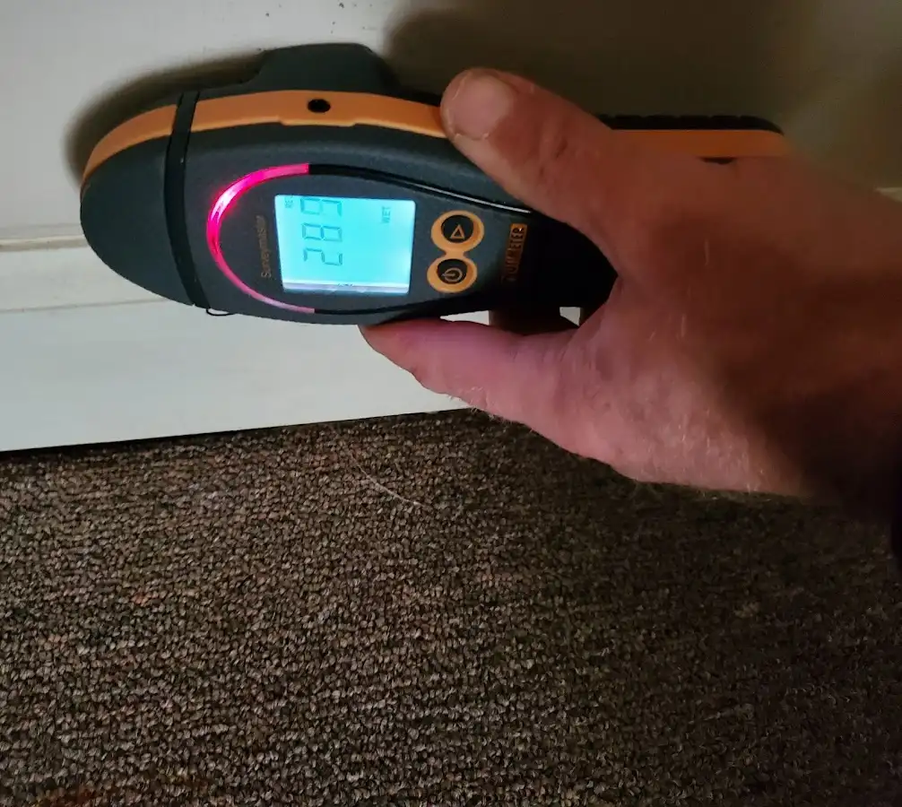 Moisture detection at baseboard during Burst Pipe Cleanup in Perkiomen
